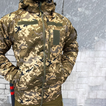 Мужская Зимняя Куртка Softshell с подкладкой OMNI-HEAT / Верхняя одежда с синтепоновым утеплителем пиксель
