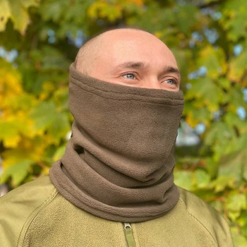 Баф тактический зимний M-KET хаки универсальный защитный флисовый шарф маска с затяжкой