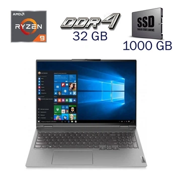 Игровой ноутбук Lenovo ThinkBook 16p G2 / 16" (2560x1600) IPS / AMD Ryzen 9 5900HX (8 (16) ядер по 3.3 - 4.6 GHz) / 32 GB DDR4 / 1000 GB SSD / nVidia GeForce RTX 3060, 6 GB GDDR6, 192-bit / WebCam б/у