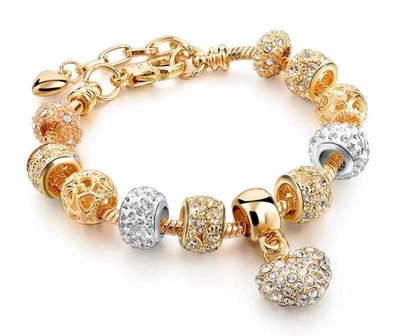 Жіночий браслет Primo Heart з шармами - Gold Silver