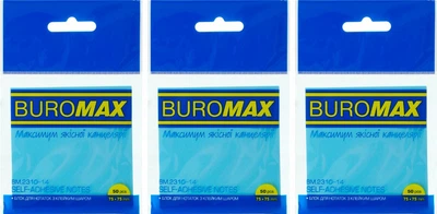 Набор прозрачных стикеров для заметок с клейким слоем пластиковые Buromax 75x75 мм 50 листов x 3 упаковки Голубые (BM.2310-14.3)