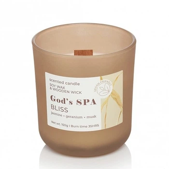 Свічка ароматична з дерев'яним гнотом God's SPA Bliss 3341