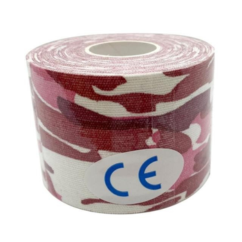 Кінезіо тейп (кінезіологічний тейп) Kinesiology Tape 5см х 5м білий із рожевим і коричневим (хакі)