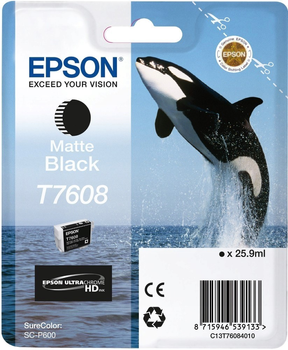 Tusze do drukarek Epson T7608, Matte Black 26 ml (8715946539133)