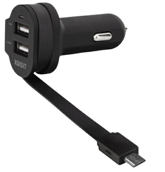 Автомобільний зарядний пристрій Xqisit 6A Dual USB + microUSB Car Charger Black (4029948030241)