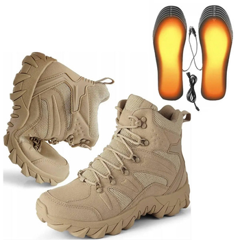 Военно-тактические водонепроницаемые кожаные ботинки COYOT с согревающей стелькой USB размер 41