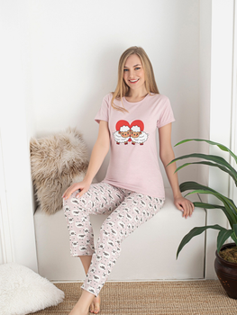 Піжама (штани+футболка) жіноча NOVITI PD004-W-01 XL Рожева (5905204314289)
