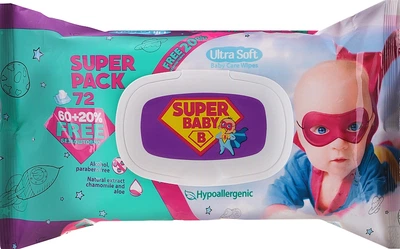 Влажные салфетки "Ромашка и Алоэ вера", 72шт - Naturelle Super Baby 72шт (762051-28211)