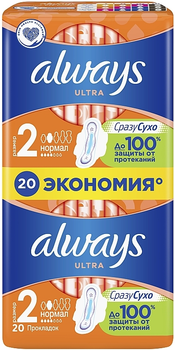 Гігієнічні прокладки, розмір 2, 20шт - Always Ultra Normal Plus Duo 20шт (1203675-136862)