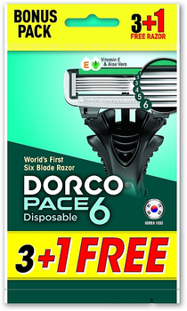 Бритва одноразова з 6 лезами, 4 шт. - Dorco Pace Disposable 6 4шт (1196503-135513)