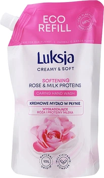 Крем-мыло для мытья рук "Роза и протеины молока" - Luksja Creamy & Soft Softening Rose & Milk Proteins Caring Hand Wash 68 % Less Plastic (сменный блок) 400ml (1093023-137114)