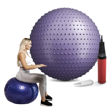 Мяч для фитнеса Фитбол Hop-Sport массажный 65 см фиолетовый с насосом для йоги пилатеса