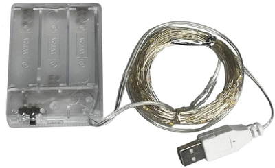Світлодіодна гірлянда Decorative Light USB + від батарейок Нитка Led 100 10 м Біла (2000992418591)