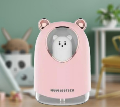 Зволожувач повітря нічник дифузор с підсвіткою H2O Humidifier USB з ведмедиком на 300мл Рожевий