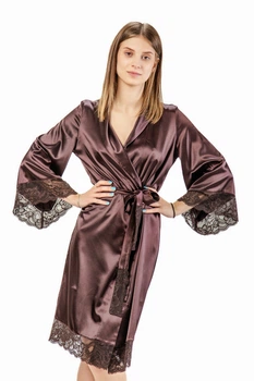 Халат женский атласный Felisiya Lingerie Шоколадный 74-111а S