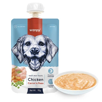 Жидкий корм для собак Wanpy Chicken Carrot & Pea крем-пюре курица с морковью, дой-пак 90г (RA-62)