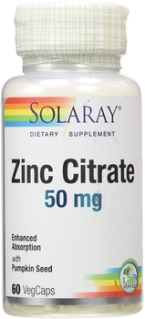 Дієтична добавка Solaray Zinc Citrato 50 мг 60 капсул (0076280676150)