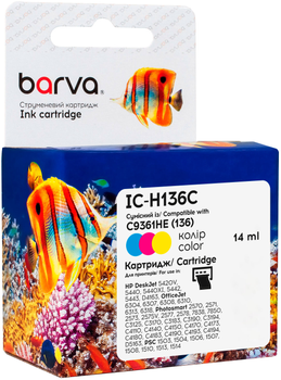 Картридж Barva совместимый с HP 136 (C9361HE) 14 мл 3 color C/M/Y (IC-H136C)