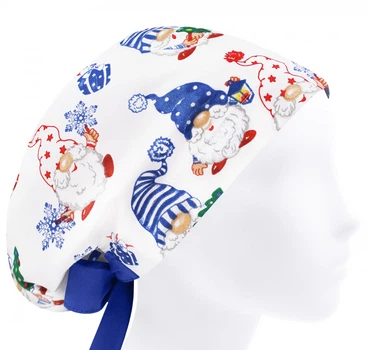 Медицинская шапочка женская HeadwearUniverse универсальная принт Новогодние гномики
