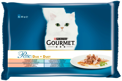 Вологий корм для котів Purina Gourmet Perle Duo рибний дует 4 x 85 г (7613037552447)