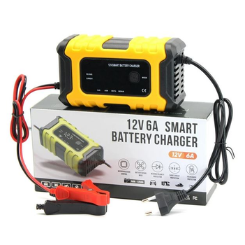 Імпульсний Зарядний Пристрій FOXSUR 12V6A для різних типів акумуляторів Жовтого кольору (В4738012)