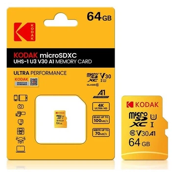 Карта пам'яті MicroSD Kodak 64Gb U3 UHS-L V30 A1 Class 10 Memory Card MicroSDXC (Up to 100MB/s)