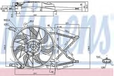 Вентилятор радіатора OPEL ASTRA G (98-) (вир-во Nissens) Nissens (85154)