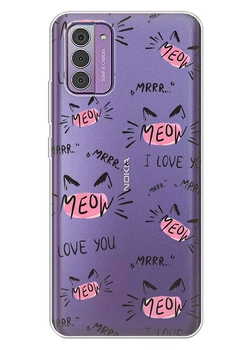Прозрачный силиконовый чехол iSwag для Nokia G310 с рисунком - Кошачьи мордочки (ISNG31011)