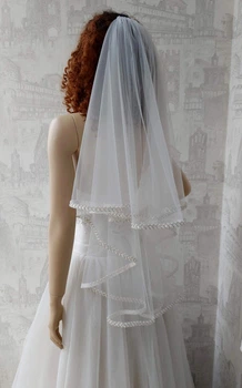 Двухслойна весільна фата нареченої Light ivory Lady Solomia СE-59