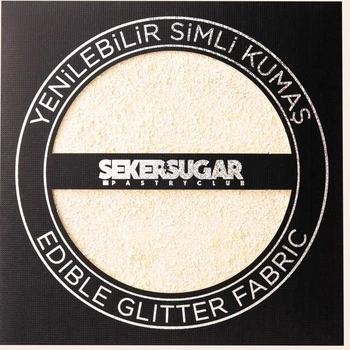 Пищевая декоративная глитерная ткань Белая перламутровая 15*15 см SekerSugar