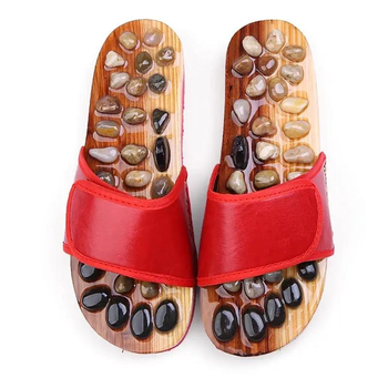 Тапочки массажные ортопедические с камнями Penghang massage shoes красные размер 44-45