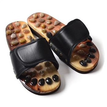 Тапочки массажные ортопедические с камнями Penghang massage shoes черные размер 40-41