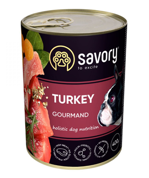 Влажный корм Savory для взрослых собак всех пород, с индейкой, 400 г