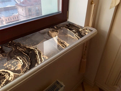 Покриття захисне для підвіконня, м'яке скло з фотодруком під Сірий мармур із золотом, 1,2 мм (600х1000)(ПО-4-s_tx329)