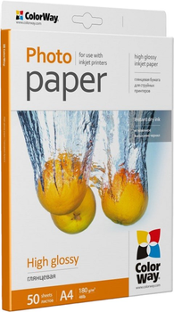 Papier fotograficzny ColorWay High Glossy A4 180 g/m² 50 szt. (6942941813834)