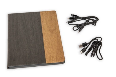 Блокнот с power bank с беспроводной зарядкой супертонкий Lightweight Notebook Черный