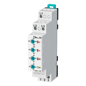 3x220V 5A Трифазне реле послідовності фаз, установки напруги без нейтралі [GKV-15F] Samwha