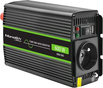 Przetwornica samochodowa Qoltec Monolith 300W/600W 24V na 230V czysty sinus (51936) (5901878519364)