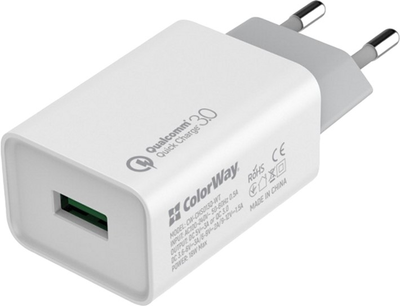 Ładowarka do telefonów ColorWay USB Quick Charge 3.0 White (4823108602305)