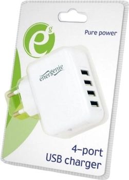 Зарядний пристрій для телефона EnerGenie Universal USB charger 3.1 A White (8716309102544)