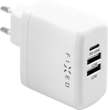 Зарядний пристрій для телефона Fixed USB-C/2xUSB 45Вт White (8591680110773)