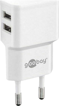 Зарядний пристрій для телефона Goobay Dual USB 2.4 A 12Вт White (4040849449529)