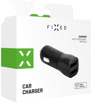 Adapter Fixed Dual USB Car Charger 15W Black (8591680114801)