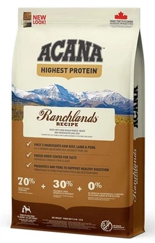Сухий корм для собак усіх порід ACANA Ranchlands для всіх стадій життя зі смаком яловичини, ягняти, свинини, бізона, судака 11.4 кг (a54311) (64992543112)