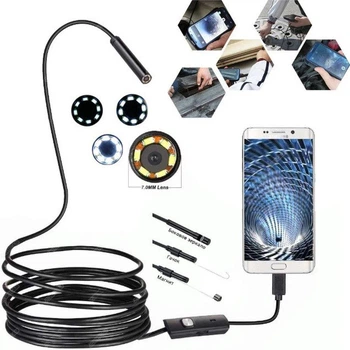 Камера Endoscope длина 3,5m. ширина камеры 7mm под Android подсветка из 6-ти светодиодов черный