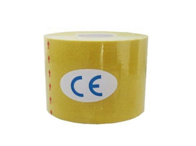 Кинезио тейп (кинезиологический тейп) Kinesiology Tape в коробке 5см х 5м жёлтый