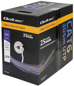 Кабель Qoltec кручена пара UTP - Cat6 мережевий 305 м Grey (5901878503592)