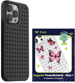 Etui Pinit Dynamic + Flower/ Butterfly Pin Wzór 1 do Apple iPhone 14 Pro Max Black (5905359817352)