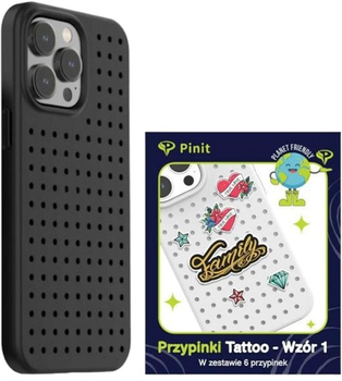 Etui Pinit Dynamic + Tattoo Pin Wzór 1 do Apple iPhone 14 Pro Black (5905359817505)