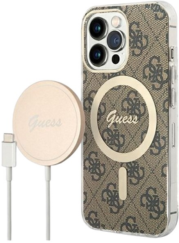 Панель + Зарядний пристрій Guess 4G Print MagSafe для Apple iPhone 13 Pro Max Brown (3666339102883)